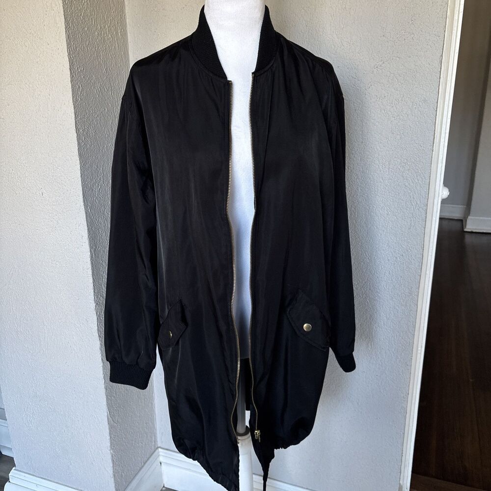 Love Tree Bomber Jacket - Size Medium - Black With Rose Gold Zipper